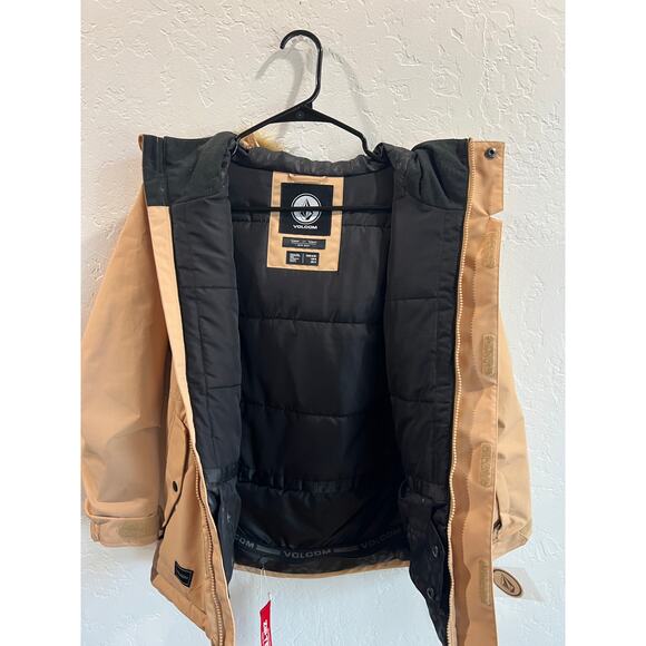 Girl’s M Volcom So Minty Tan Hooded Insulated Jacket Faux Fur NWT - Picture 4 of 16